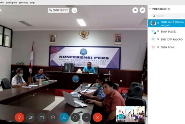 BNNK Tana Toraja mengikuti MONEV Lingkup BNNP Sulawesi Selatan Secara Virtual