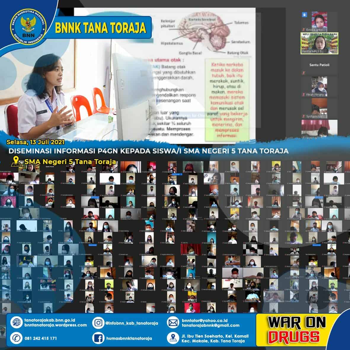 Diseminasi Informasi P4GN kepada Siswa/i SMA Negeri 5 Tana Toraja secara virtual.