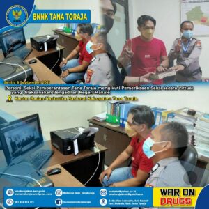 Personil Seksi Pemberantasan Tana Toraja mengikuti pemeriksaan saksi secara virtual yang dilaksanakan Pengadilan Negeri Makale