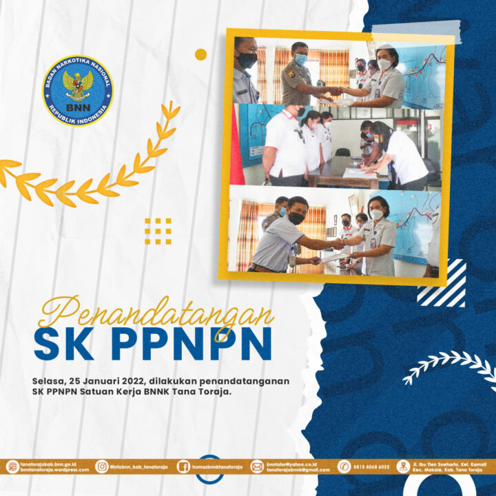 Penandatangan SK PPNPN Satuan Kerja BNNK Tana Toraja