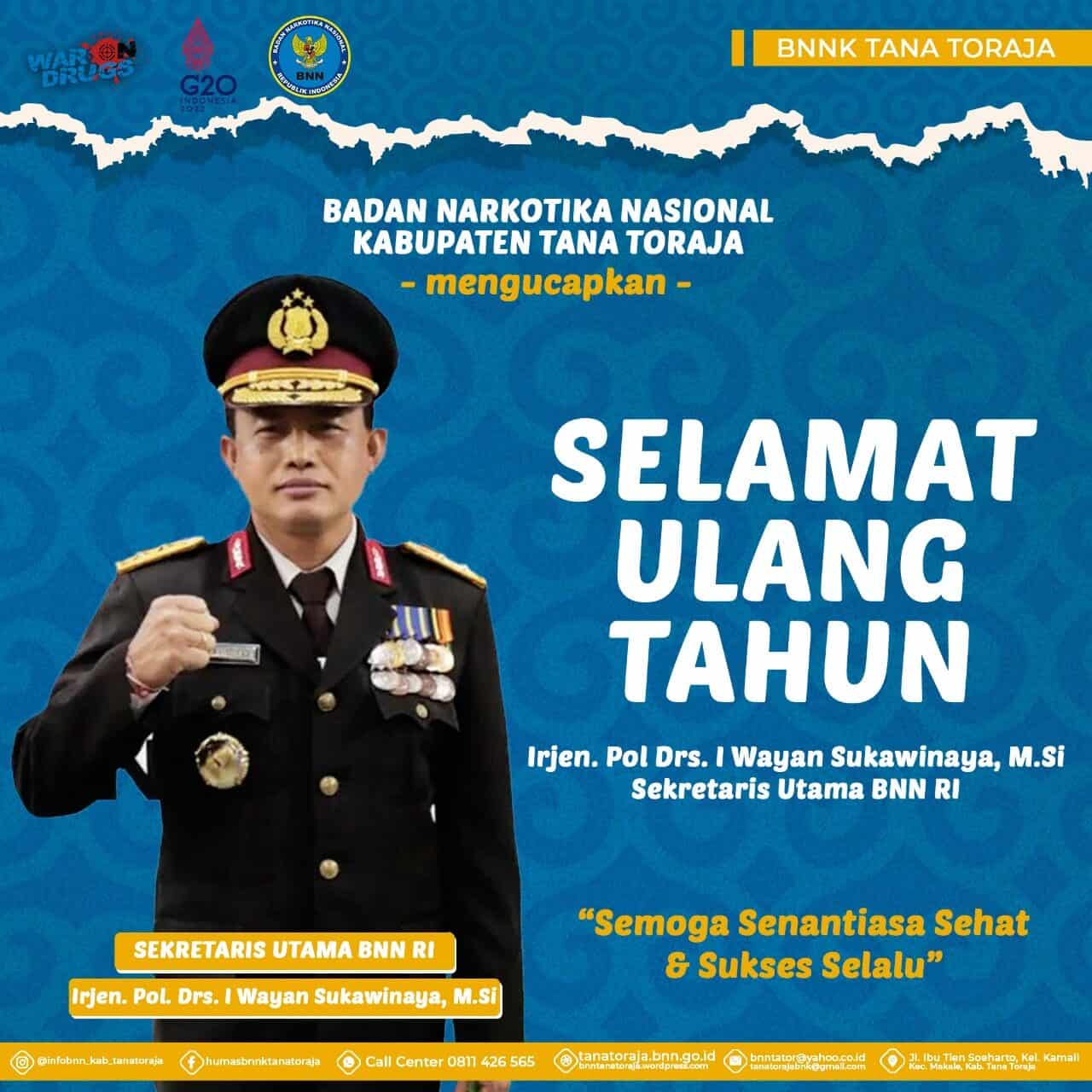 SELAMAT ULANG TAHUN SEKRETARIS UTAMAMA BNN RI